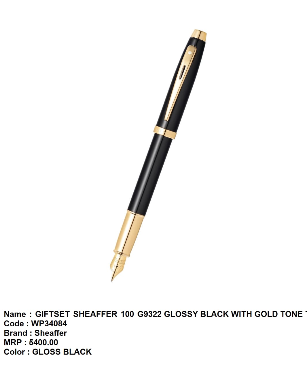 Giftset sheaffer 100 G9322 glossy black with gold tone